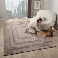 Vimoda Teppich Wohnzimmer neues premium Designteppich modern, Rechteckig, Höhe: 11 mm, Teppich Wohnzimmer 3D effekt Boho Einfarbig hoch-tief Bordüre