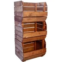 Kistenkolli Altes Land Allzweckkiste 3er Set Küchenregal Olaf 40x33x30 cm Ocker Gemüsekiste Holzkiste (Spar-Set, 3er Set)