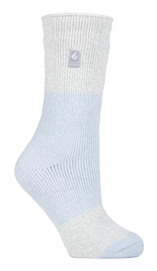 Wärmehalter - Damen Thermosocken für den Winter | Outdoor & Indoor Socken | Kuschelig & Flauschig | Geschenke für Frauen - Puderblau / Silber (Catania)