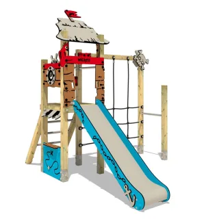 PRO MAGIC Tale+ Kletterturm für öffentliche Spielplätze - Robuster Spielplatz Turm mit Rutsche & Steuerrad - 9x9 cm Pfosten System - Wickey