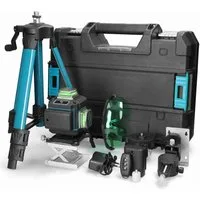 GARRYFIZH Laserwasserwaage 16 Linien Laser Level Grün 360° Selbstnivellierend Set mit Stativ, Touchdisplay Steuerung, Neigungsmodus Funktion, Aluminiumkonstruktion