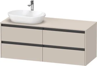 Duravit Ketho.2 Konsolenwaschtischunterbau wandhängend Taupe Matt 1400x550x568 mm - K24898L91910000 K24898L91910000