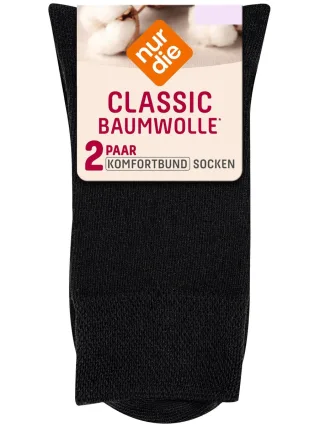 NUR DIE Damen Socken Classic Baumwolle Komfortbund 2er Pack