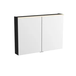 VitrA New Metropole Edge LED-Spiegelschrank mit 2 Spiegeltüren 100 x 18 x 70 cm Schwarz,67204 67204