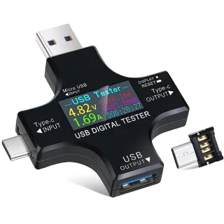 2 in 1 Type C USB Tester Color Screen LCD Digital Multimeter USB C Voltage Current Voltmeter Amp Volt Ammeter Tester USB