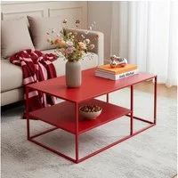 en.casa Couchtisch, »Solund« Beistelltisch Stahl 45x90x60 cm Rot