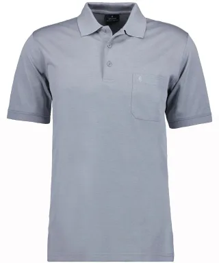 RAGMAN - Softknit-Polo mit Brusttasche, kurzarm Silbergrau - Gr. - M