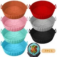HEYHIPPO Silikonform Airfryer Zubehör 7er Set Silikon, antihaft & wiederverwendbar, (Set 7-tlg), Lebensmittelechtes Silikon-Backblech,hitzebeständig,ölbeständig,farbig