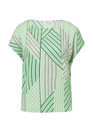 s.Oliver Red Label - Strukturiertes T-Shirt mit All-over-Print beige/grün - Gr. - 34