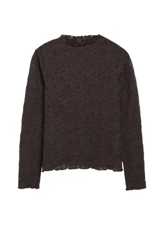 s.Oliver BLACK LABEL - Langarmshirt mit Struktur braun - Gr. - 34