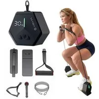 Rayofi Kraftstation Upgrade Mobiler Kabelzug 3–30 kg für Rücken & Ganzkörpertraining, 0 Gewichtsblöcke (Kraftstation, 2-tlg., Türanker, Fußschlaufe, Pro-Bodenplatte, Handgriff), Lüfterkühlung, Butterfly, Latzug & Bizeps Home Gym mit App