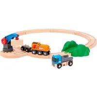 BRIO® Spielzeug-Eisenbahn BRIO® WORLD, Starterset Güterzug mit Kran A, (Set, 14-tlg), Made in Europe