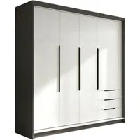 A&J MöbelLand GmbH Drehtürenschrank viertüriger Kleiderschrank mit Schubladen und Metallgriffen. (Geräumiger vier¬türiger Kleiderschrank mit Schubladen und Metallgriffen. Geräumiger Schrank mit einer Breite von 200 cm und Schubladen, ideal zur Aufbew
