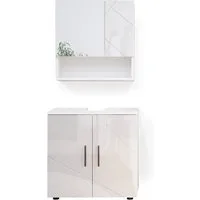 Vicco Badmöbel-Set Irma, Weiß Hochglanz, 2 Teile, Unterschrank 60 cm, (3-er Set, 2-St., 2er Set)