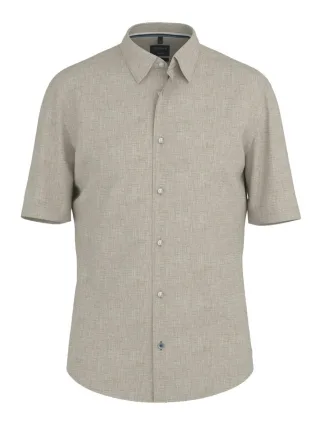 OLYMP - Regular Fit: Freizeithemd beige/grau - Gr. - L