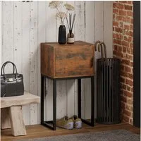 HOMCOM Konsolentisch mit Schrank, 40 x 30 x 76 cm (Beistelltisch, 1-St., Flurtisch), für Kleinen Raum, Eingang, Flur, Wohnzimmer Rustikal-Braun