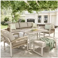 Ulife Gartenlounge-Set 7-teiliges mit Tisch & 2 Sesseln inkl. Polster, beige, (5-tlg)