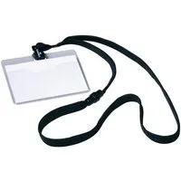 DURABLE Hinweisschild DURABLE Namensschild mit Textilband 60 x 90mm schwarz - 10er Pack