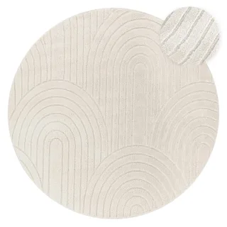 Paco Home Hochflorteppich, Creme, Textil, Rund, 160x160 cm, strapazierfähig, für Fußbodenheizung geeignet, Teppiche & Böden, Teppiche, Hochflorteppiche & Shaggys