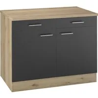 OPTIFIT Unterschrank Iver Breite 100 cm, 2 Türen und 2 Schubkästen, mit 38 mm Arbeitsplatte