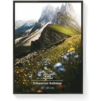 KHG Bilderrahmen 30x40 cm Schwarz, für 1 Bilder (stabile Glasfront & Kunststoff-Rahmen, 1 St), für Fotos, Poster, Zertifikate & Collagen, Steckanbringung für Hoch- und Querformat
