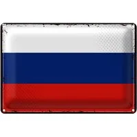 Roomando Metallschild Blechschild Flagge Russland 30x20cm Retro Flag of Russia