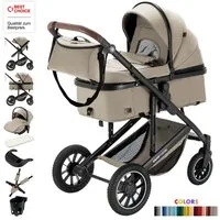 Daliya® Kombi-Kinderwagen FLEXI-PRO M 3in1 Kinderwagen & Buggy, Reisekinderwagen, XXL Set, (XXL-Set mit i-Size Babyschale, 13-tlg), Einhändig abnehmbare Wanne, i-Size Babyschale, Alu-Rahmen, Gummireifen
