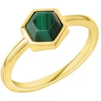 CELESTA Fingerring 925 Sterling Silber vergoldet Malachit