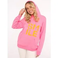 Zwillingsherz Hoodie "Alissa" Langarm, Kapuze, Neon-Details, Kordelzug, Frontprint, Kängurutasche