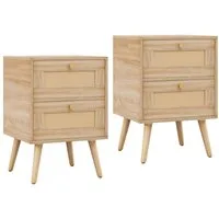 COSTWAY Nachttisch Beistelltisch (2-St), mit 2 Schubladen, 40 x 40 x 59 cm, Holz