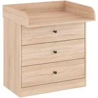 KOMTO Wickelkommode mit Schubladen - Baby Kommode mit Wickelaufsatz, Wickeltisch M3, Wickeltisch, Wickelschrank mit Abnehmbarer Wickelsatz Weiß, Lulliblox