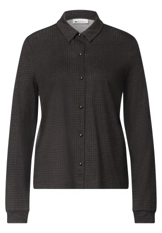Street One - Langarm Jersey Shirt im Blusen-Look black coffee - Gr. - 36
