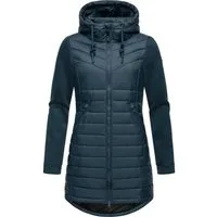 Ragwear Langjacke Sandrra Long Steppjacke aus modernem Materialmix mit Kapuze