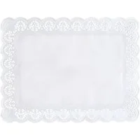 PAPSTAR Dekomatte Spitzenpapiere eckig 40 cm x 30 cm weiss 100 Stk