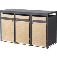 ML-DESIGN Mülltonnenbox Müllbox aus Stahl wetterfeste Mülltonnen Verkleidung Mülltonnengarage, Mülltonnencontainer mit Klappdeckel/Tür für 3 Tonne 120 oder 240 Liter