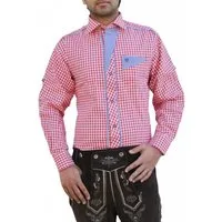 German Wear Trachtenhemd GW1241 Red Bayerisches Karo Trachtenhemd für Trachtenlederhose