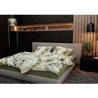 BETTWAESCHE-MIT-STIL Bettwäsche Mako Satin Bettwäsche Blätter und Palmen, Mako-Satin, 2 teilig