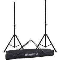 McGrey Lautsprecherständer Lautsprecherstativ Stahl Paar - stabile breite Dreibein-Konstruktion, (bis 0 Zoll, SPS-1, 2-tlg., 2 Stück im Set mit Tasche, ausziehbar von ca. 130 - 193 cm)
