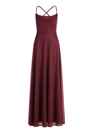 Suddenly Princess - Kleid gefüttert, lang Rot/Grau - Gr. - 34