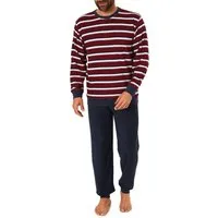 Normann Pyjama Herren Frottee Schlafanzug mit Bündchen - Streifenoptik - 291 13 787