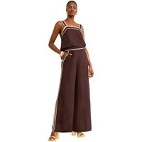 Love & Roses Leinenhose Love & Roses Hose mit Zackenlitze (1-tlg)