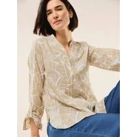 Walbusch Langarmbluse Damen Baumwollbluse V-Ausschnitt Langarm Regular Fit Leichter Voile-Sommerbluse, atmungsaktiv, Krempelärmel, pflegeleicht