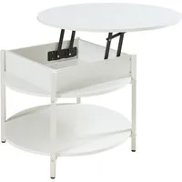 en.casa Couchtisch, »Kandas« mit Hebeplatte rund 70 x 49 cm Weiß