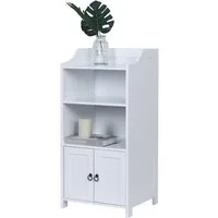 relaxdays Badregal Badezimmerschrank 4 Fächer & Türfach, weiß