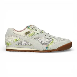 Laura Vita Damen-Sneaker Tivanao-05 aus beigefarbenem Leder mit Blumenmuster