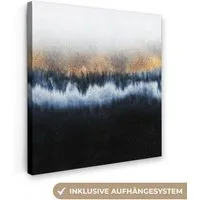 OneMillionCanvasses® Leinwandbild Abstrakt - Gold - Luxus - Blau, Fotodruck (1 St), Wandbild, Deko Schlafzimmer Wohnzimmer Flur 20x20 cm
