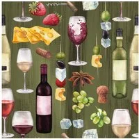 ti-flair Papierserviette, Servietten Papier 33x33cm 3-lagig Wein Käse & Oliven Motiv 20 Stück