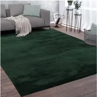 KADIMA DESIGN Teppich waschbar Unifarben Wohnzimmer schmutzabweisend Teppich Kurzflor, Rund, Höhe: 14 mm, Florhöhe: 10 mm, Polyester, Rücken aus Felt + Dots, Rund, 80D, Grün