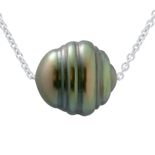 Halskette echte Tahiti-Zuchtperle, eingekreist, 10–11 mm