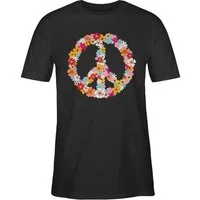 Shirtracer T-Shirt Peace Flower Power Hippie Peace Zeichen I Friedenszeichen I 90er I 70e Sprüche Statement
